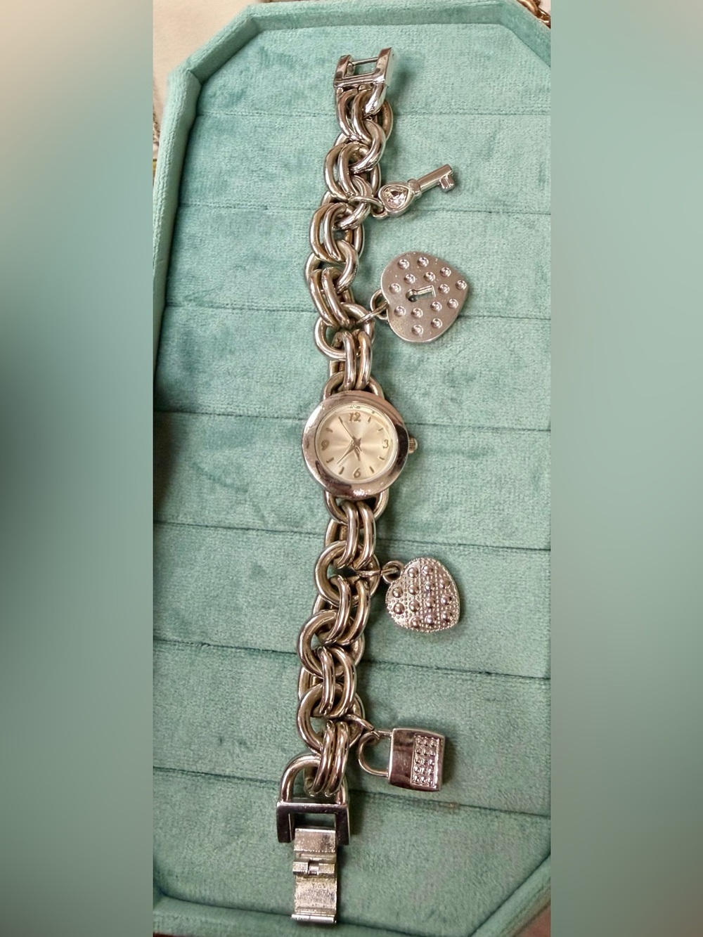 Silver Charm Bracelet Watch
